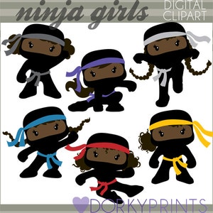 Ninja Clipart -Personal and Limited Commercial- Cute Girl Ninjas with No Weapons Clip art