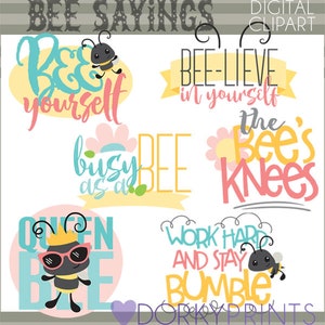 Bee Clipart -Personal and Limited Commercial Use- Cute Bug Clipart, Bee Sayings Clipart