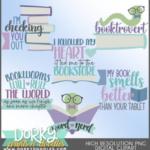 Bookworm Clipart -Personal and Limited Commercial Use- Book Lovers Words Clip Art