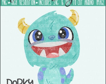 Furry Monster Watercolor PNG Artwork - Digital File - for heat press, planners, cookies, and crafts