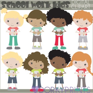 Kinder mit Schularbeit ClipArt -persönliche und begrenzte kommerzielle Nutzung-zurück zur Schule Clipart
