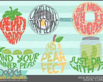 Food Word Puns Clipart - Funny Food Pun PNG Files