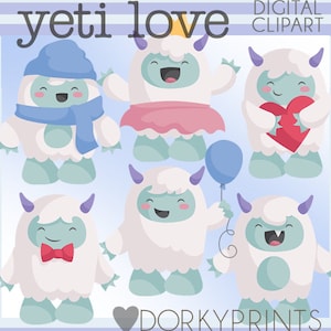 Yeti Clipart Set - persönliche und begrenzte kommerzielle Nutzung - niedlich flauschige abscheuliche Schneemann ClipArt