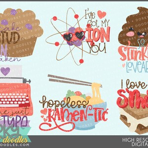 Valentine Puns Clipart -Personal and Limited Commercial Use- Cute and Fun Valentine&#39;s Day Cards Clip Art