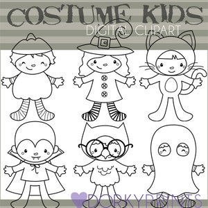 Kids in Costume Clipart Set for Sublimation, Sticker Design, Sugar Cookies, Classroom Projects, Craft, Party Decor, Digital Download