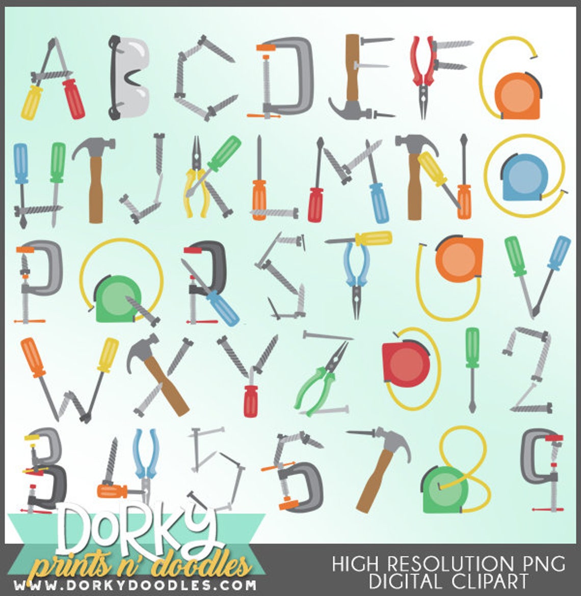 Tools Alphabet Clipart personal and Limited Commercial Use Etsy