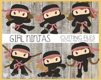 Girl Ninja Cuttable Files -For Use with Cutting Machines - svg, mtc, pdf, gsd, and wpc files, Ninja SVG