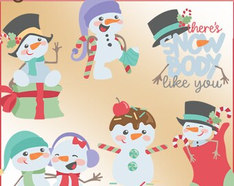 Silly Snowman Clipart -Personal and Limited Commercial Use- Christmas Snowmen Clip Art