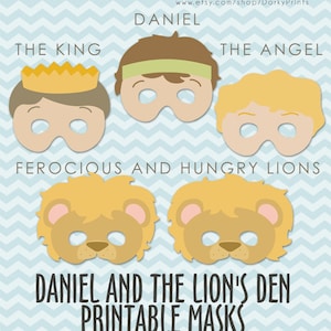 Daniel and the Lions Den Printable Masks PDF -  bible printables - scripture printable - Instant Download