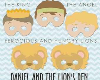 Daniel and the Lions Den Printable Masks PDF -  bible printables - scripture printable - Instant Download