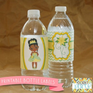 Princess and the Frog Birthday Party Printable Bottle Labels PDF - Printable Party Supplies - Princess Party DIY