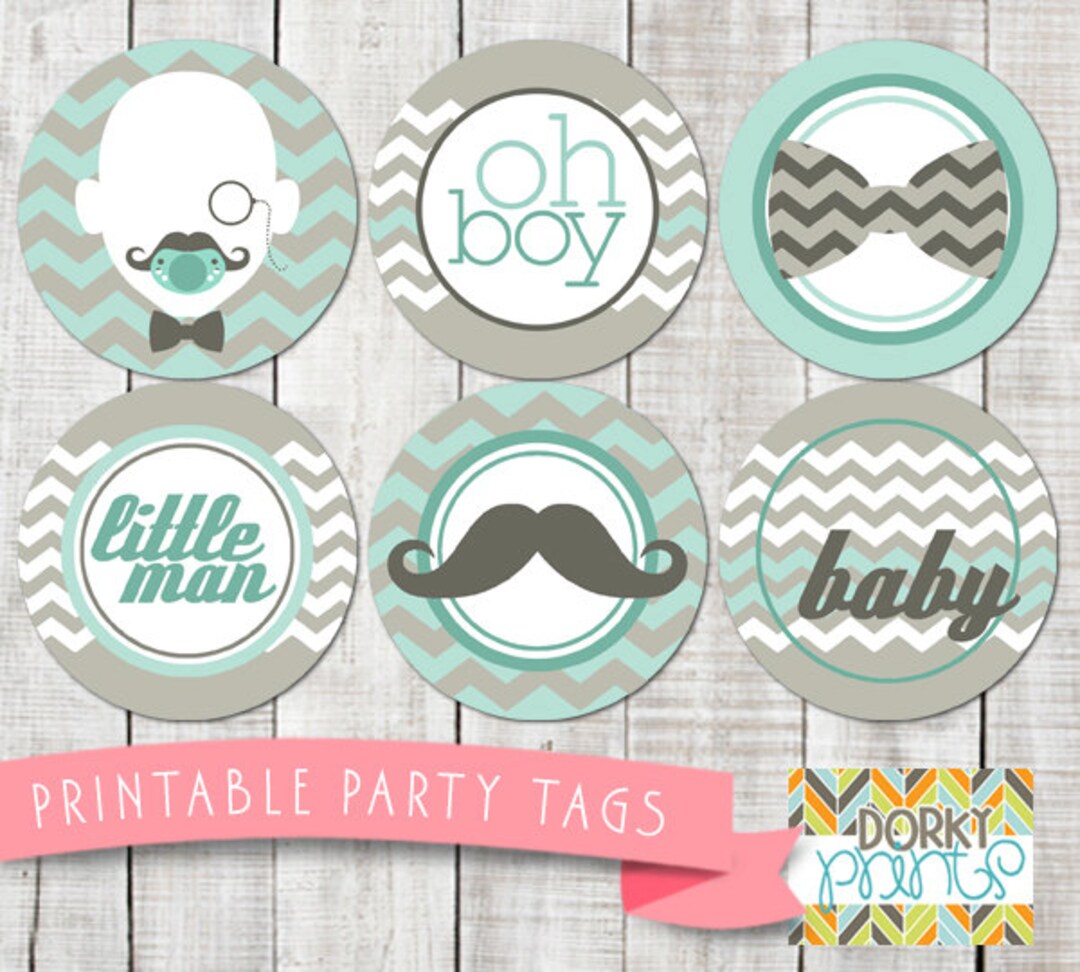 little-man-baby-shower-printable-circle-tags-pdf-printable-party-supplies-chevron-mustache-baby-shower-etsy