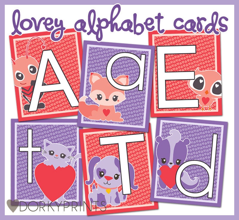 Valentine Printable Alphabet Cards Pdf Kindergarten Etsy