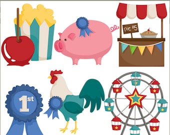 County Fair Clipart -Personal and Limited Commercial Use- blue ribbon, ferris wheel, pie stand, clip art