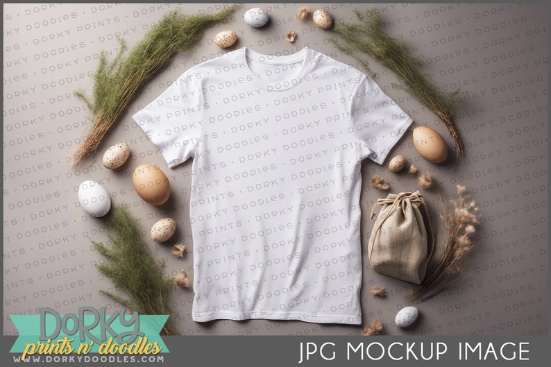 Spring & Easter Tshirt Mockup for Crafters White Nature Inspired Shirt for Creating Mockup Images image 1