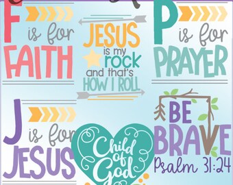 Christian Kids Clipart Set -Personal and Limited Commercial Use- Christian Sayings Clip Art