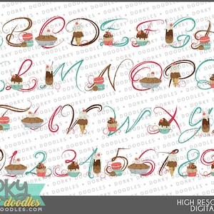 Sweet Treats Alphabet Clipart -Persoonlijk en beperkt commercieel gebruik- Cute Sweets Font Clip Art