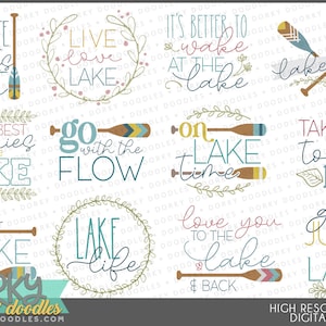Lake Sayings Clipart - Cute Lakehouse PNG Files Perfect for Sublimation