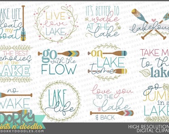 Lake Sayings Clipart - Cute Lakehouse PNG Files Perfect for Sublimation