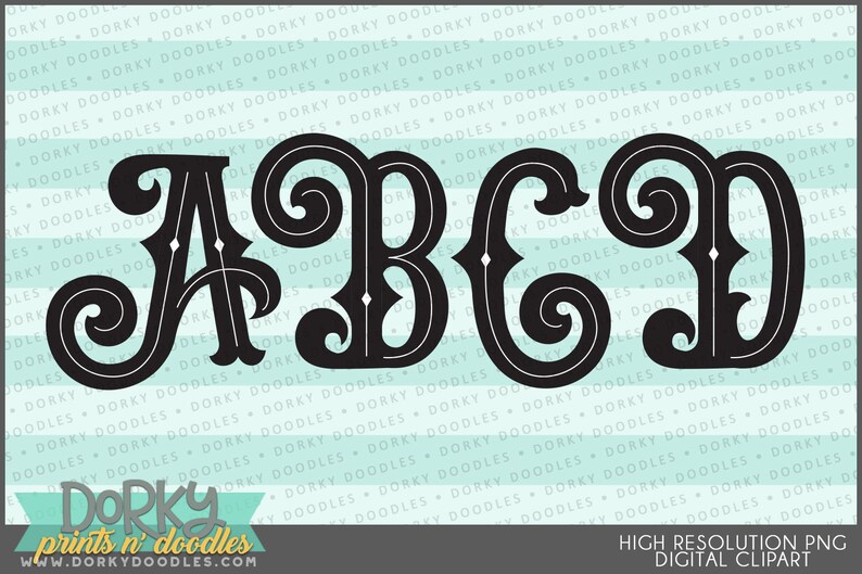 Masculine Alphabet Clipart PNG Art Instant Download - Etsy