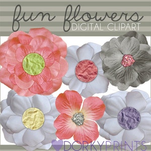 Flowers Clipart Set -Personal and Limited Commercial Use- Scrapbook Elements - Instant Download