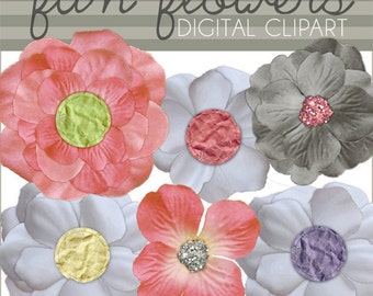 Flowers Clipart Set -Personal and Limited Commercial Use- Scrapbook Elements - Instant Download