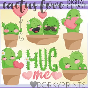 Cactus Love Clipart -Personal and Limited Commercial - cute cactus clip art