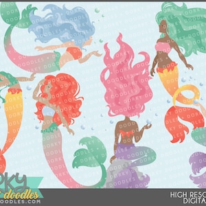 Mermaid Clipart - Cute Mermaids Designs for Sublimation, Cookies, and Stickers