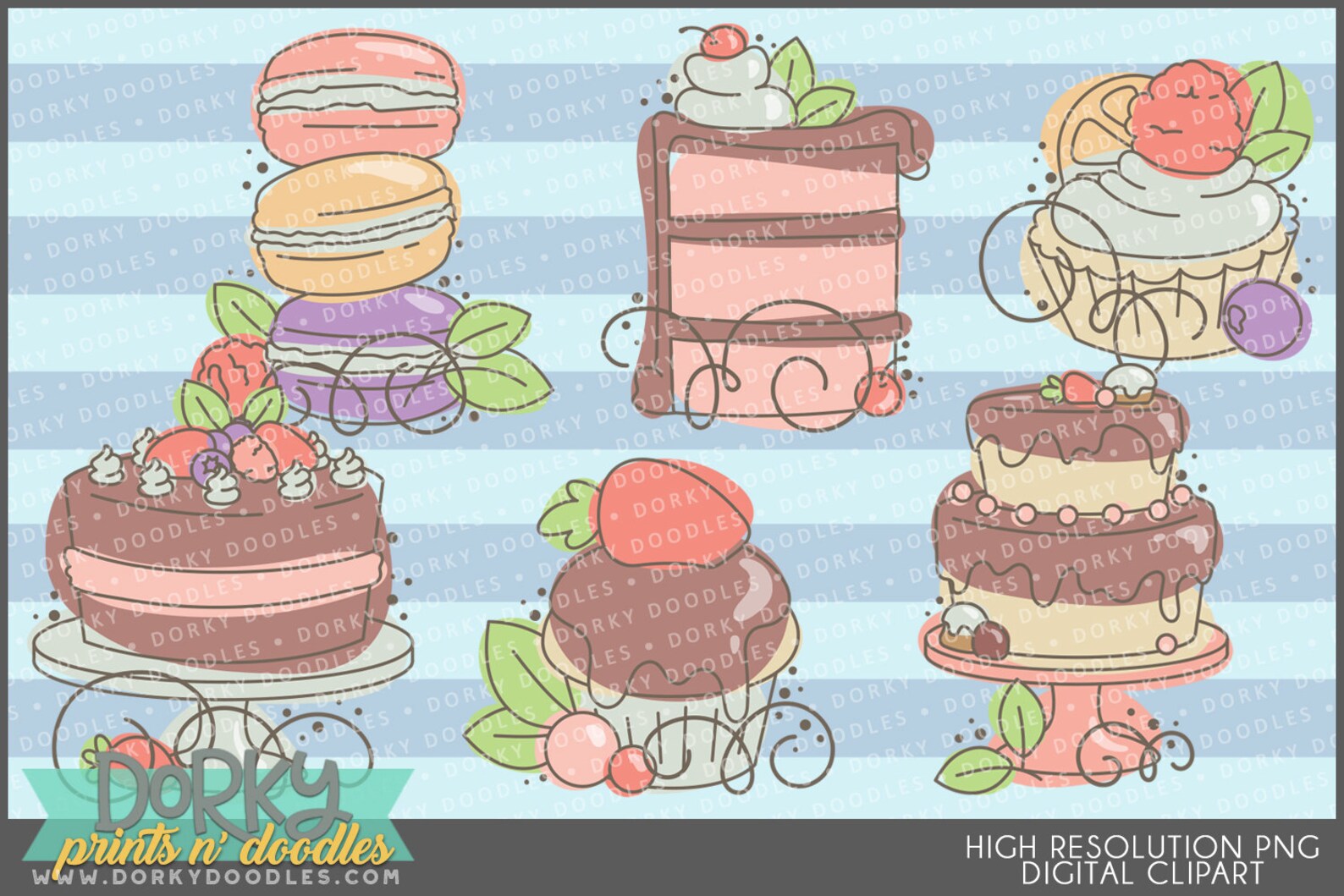Sketchy Cakes Clipart personal and Limited Commercial Use - Etsy