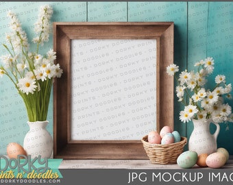 Spring Frame Mockup for Crafters - Framed Art in Natural Scene for Creating Mockup Images