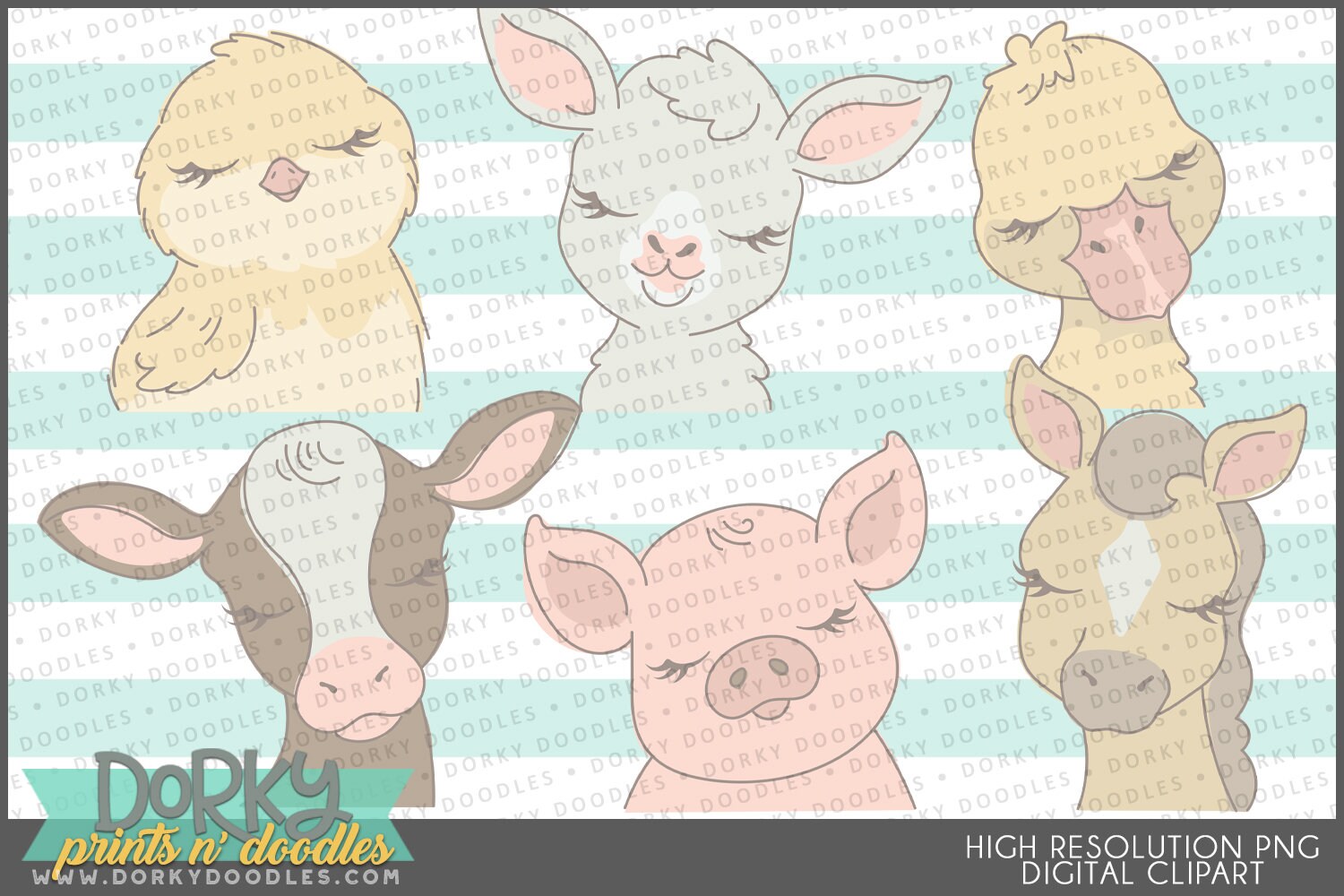 Baby Farm Animals Clipart - Cute Nursery Animal PNG Files - Etsy