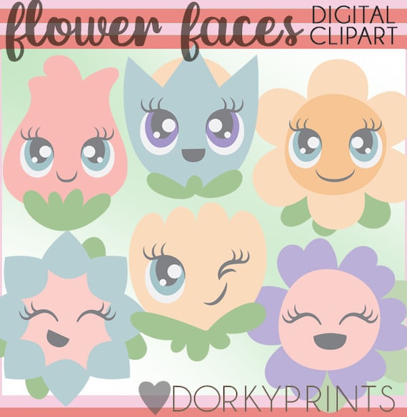 Flower Faces Clipart personal and Limited Commercial Use Etsy