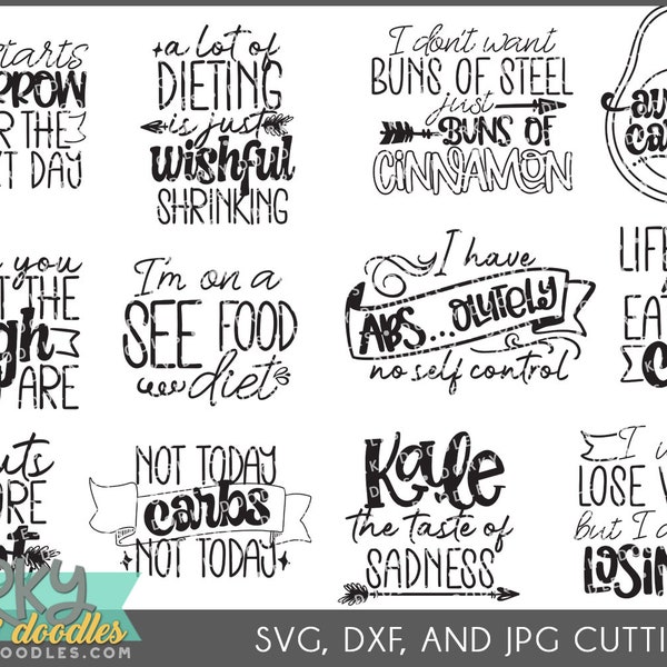 Funny Diet SVG and DXF Craft Files -For Use with Cricut or Silhouette, Paper or Vinyl