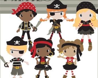 Pirate Clipart -Personal and Limited Commercial Use- Girl Pirates and Boy Pirates Clip art