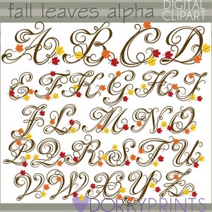 Autumn Alphabet Clipart -Personal and Limited Commercial Use- Falling Leaves Letters Clip art