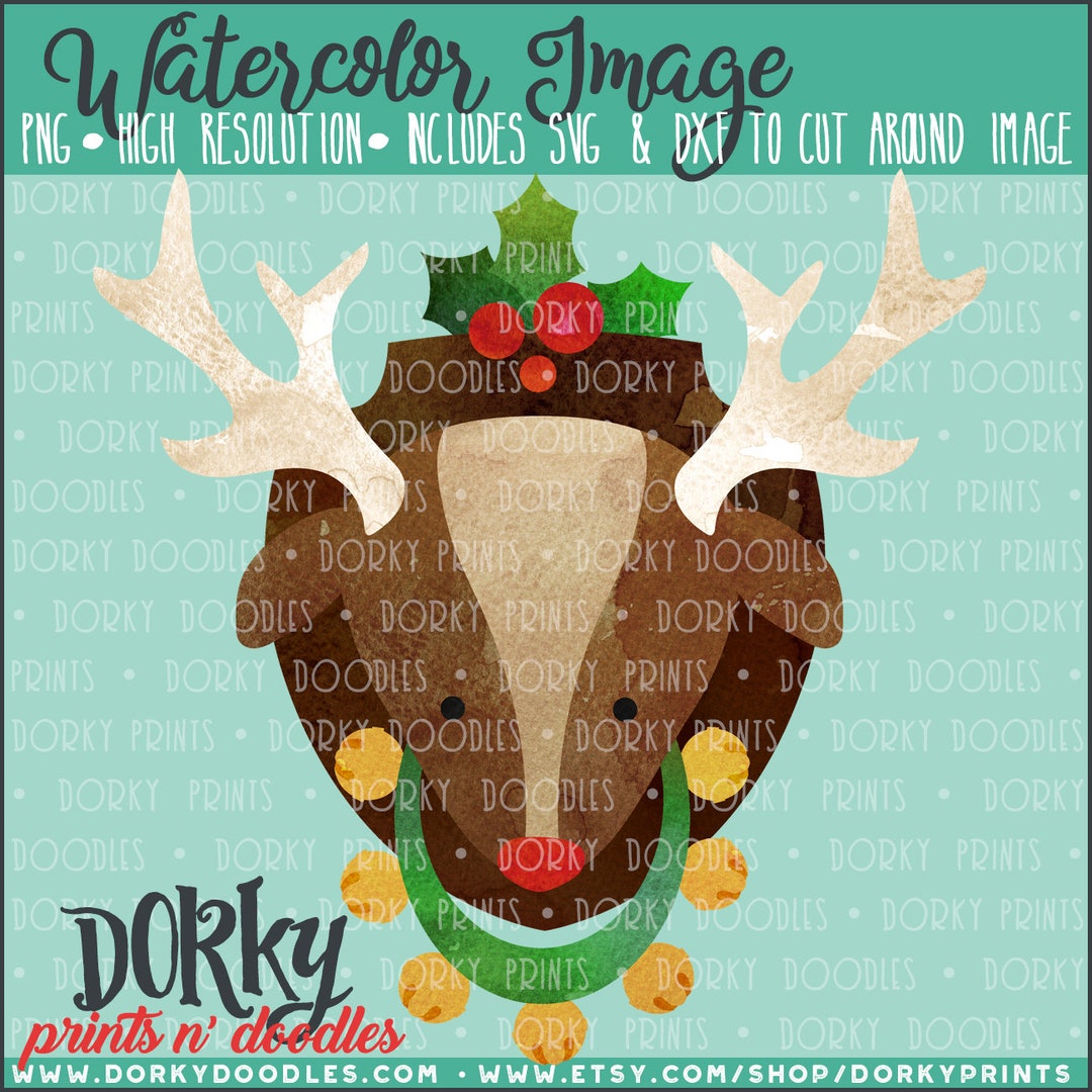Rudolph Christmas Watercolor PNG Artwork - Digital File - for Heat ...