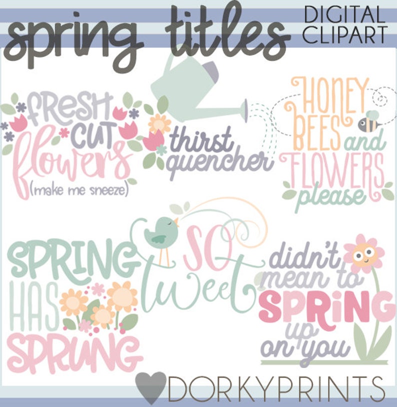 Spring Clipart Titles personal and Limited Commercial Use Etsy