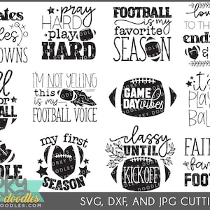 Football SVG and DXF Bundle Craft Files -For Use with Cricut or Silhouette, Paper or Vinyl