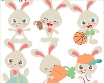 Ostern Clipart Ostern Hasen - persönliche und begrenzte kommerzielle Nutzung - verspielte junge Hasen, Osterhase Clipart