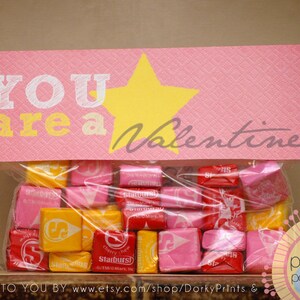Valentine Printable PDF - Printable Party Supplies - Starburst Candy Valentines Printable