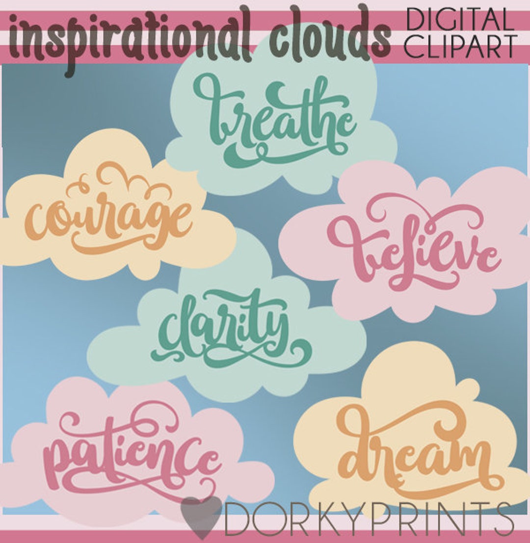 Inspirational Clouds Clipart and Scrapbook Titles personal and Limited