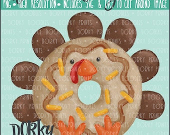 Turkey Donut Watercolor PNG Artwork for Thanksgiving - Digital File - for heat press, planners, cookies, and crafts