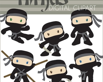 Ninja Clipart Set -Personal and Limited Commercial- Cute Boy Ninjas Clip art