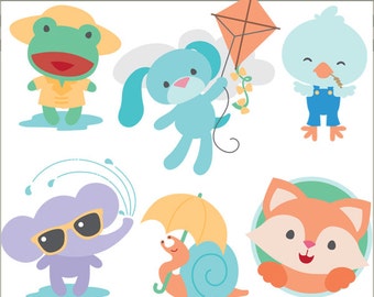 Boy Animals Clipart -Personal and Limited Commercial Use- Spring and Summer Clip art