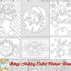 Vintage Holiday Dotted Pinhole Templates - stecke ein Loch in alle Punkte, um dein eigenes Pinhole-Bild zu erstellen!