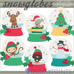 Christmas Clipart Snow Globes -Personal and Limited Commercial Use- Snowglobe Holiday Clip art