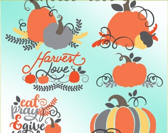 Harvest Love Clipart Set for Sublimation, Sticker Design, Sugar Cookies, Classroom Projects, Craft, Party Decor, Digital Download