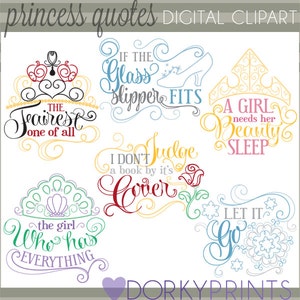 Swirly Princess Sayings PNG Clipart  -Personal and Limited Commercial Use-fairy tale prinesses for printing and other crafts