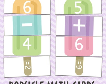 Printable Math Game PDF - popsicles-  kindergarten printable - first grade printable - preschool