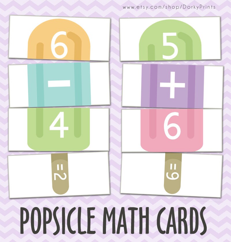 printable math game pdf popsicles kindergarten printable etsy